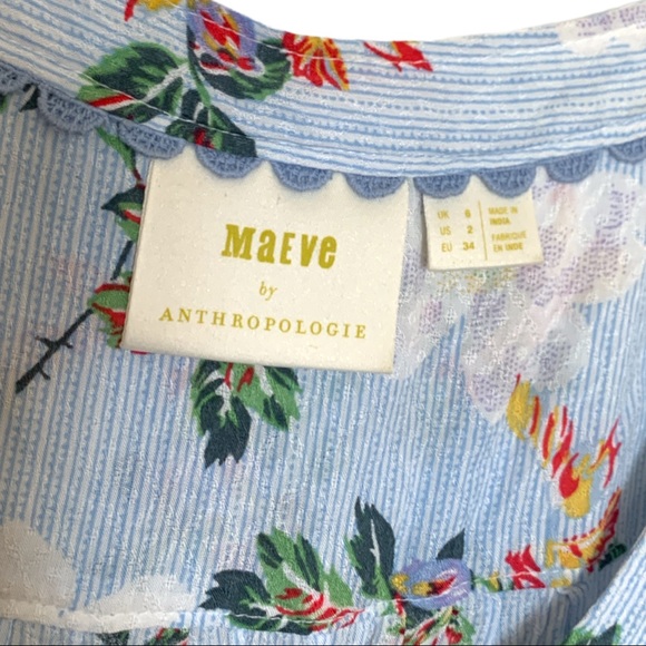 Anthropologie Maeve floral blouse flowing sleeves size 2 - Picture 2 of 3